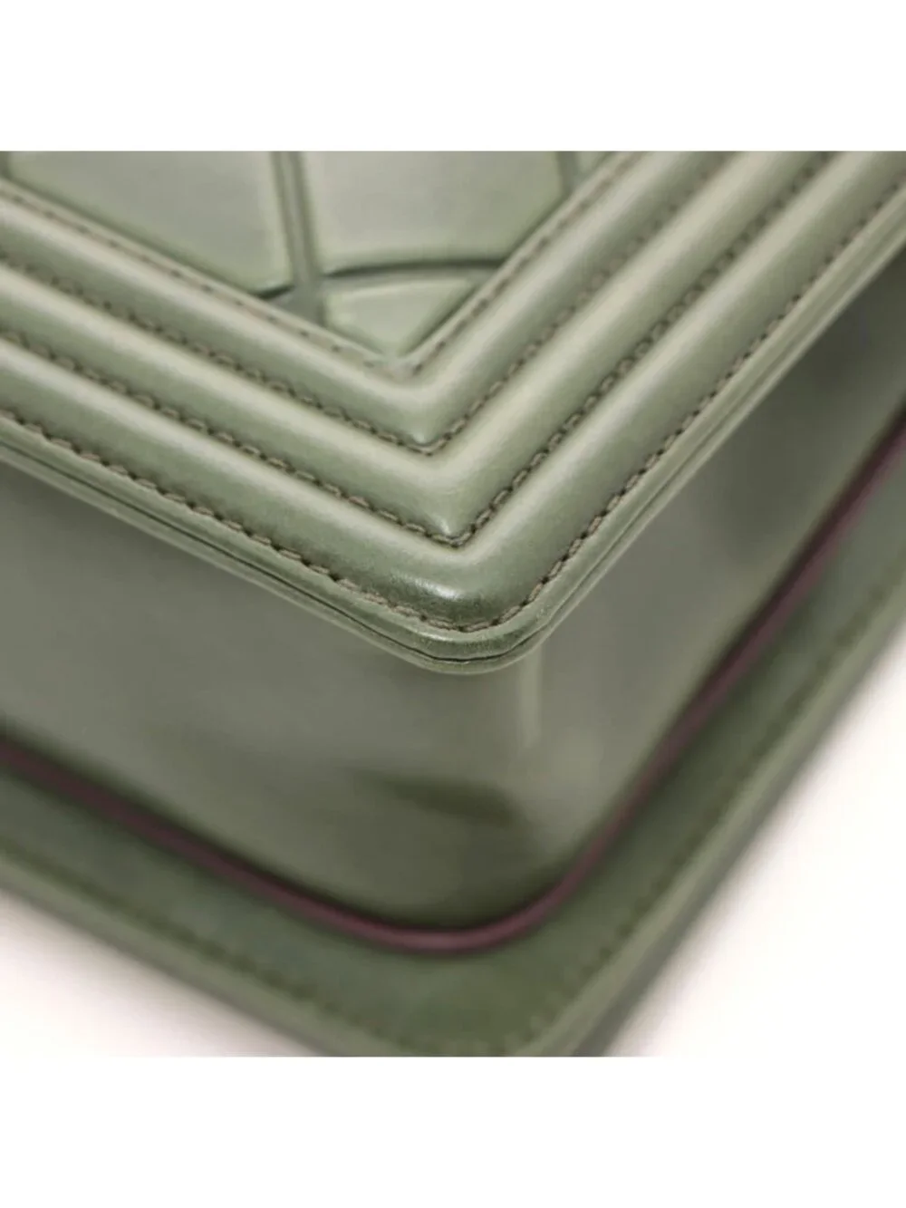 Chanel Boy 25 Quilted Chain Shoulder Green Silver Calfskin Bag